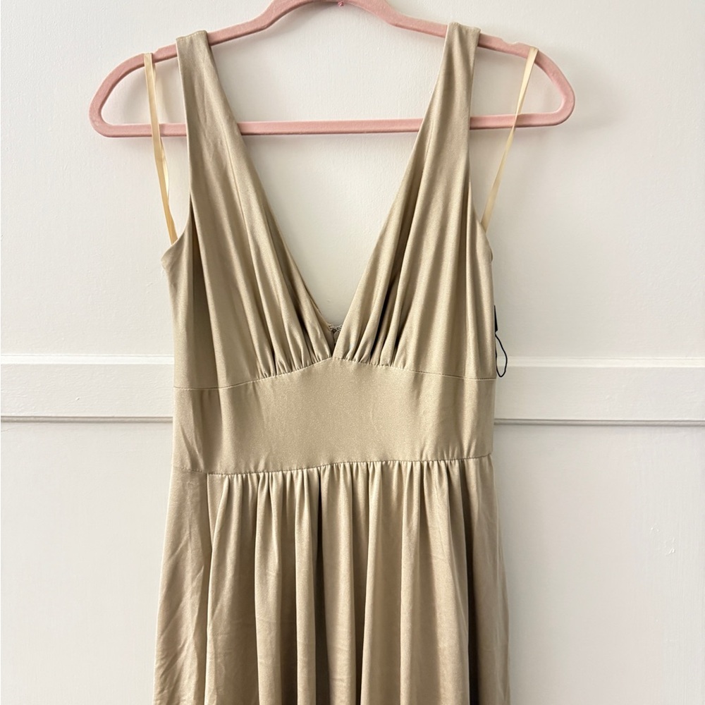 La Femme Plunge Neck A-Line Gown - Picture 9 of 11